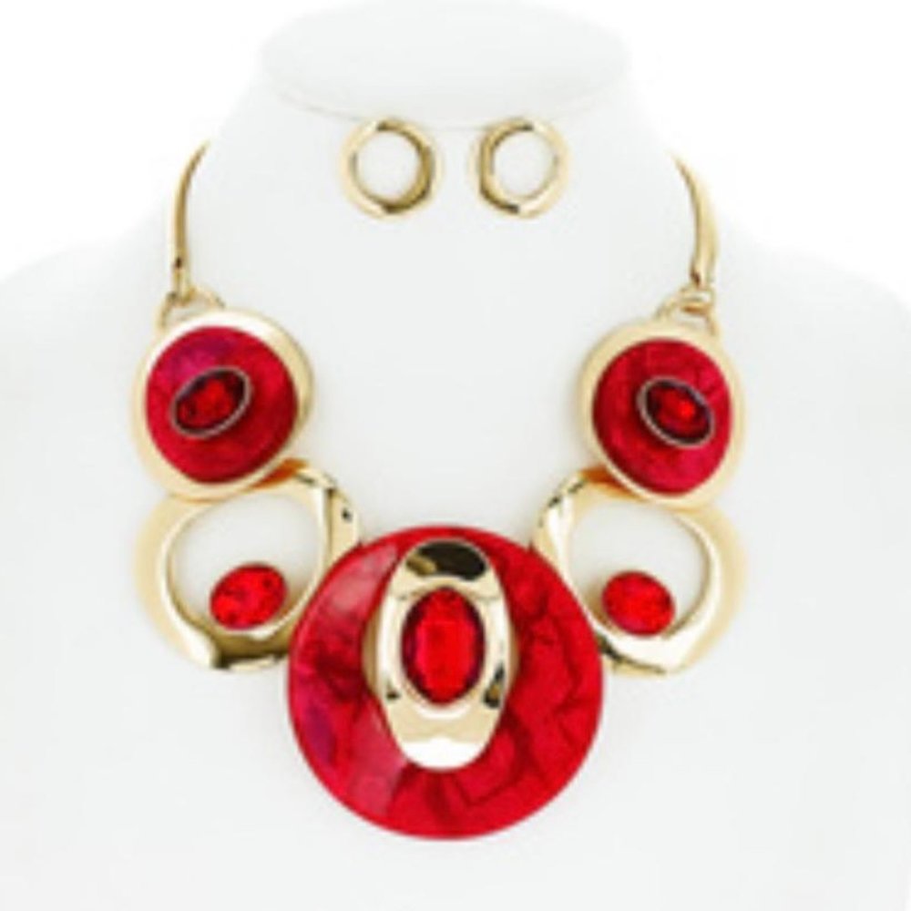 Red and Gold Linked Necklace set